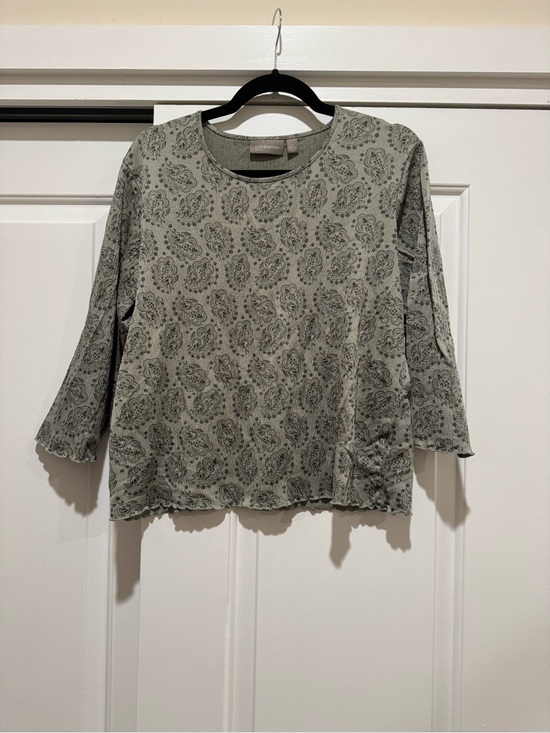 croft & barrow Tops - Croft & Barrow green paisley patterned 3/4 sleeve / size Large / vintage y2k
